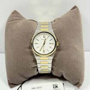 Pre-Owned-Bulova Classic 98L323 White Dial Two Tone Bracelet Women's Watch
